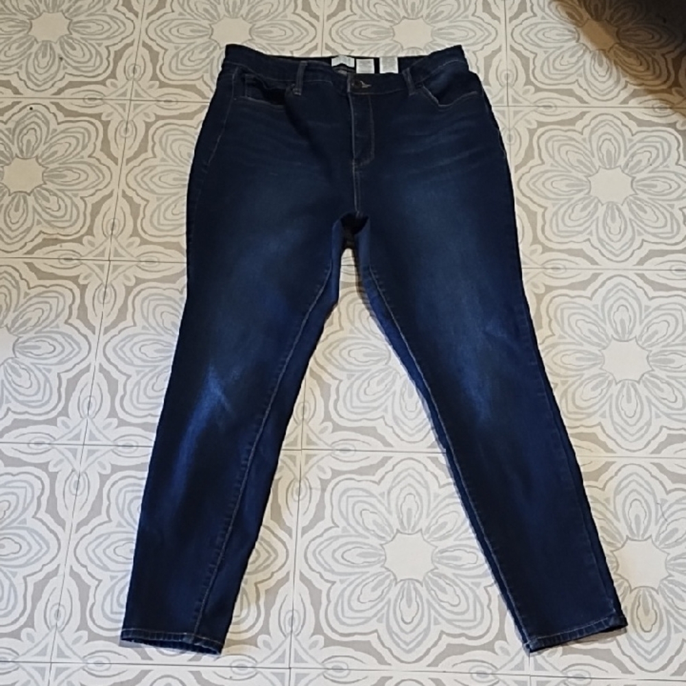 Womens Blue Jeans Time And Tru Sz 14 Cotton Blend Dark Med Wash